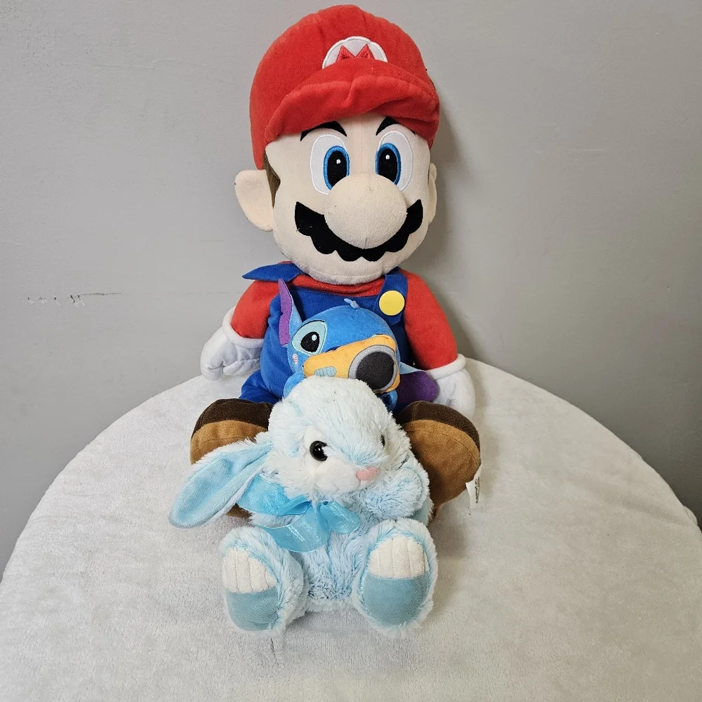 Mario Plush Toy with Blue Bunny - Picture 3 of 16